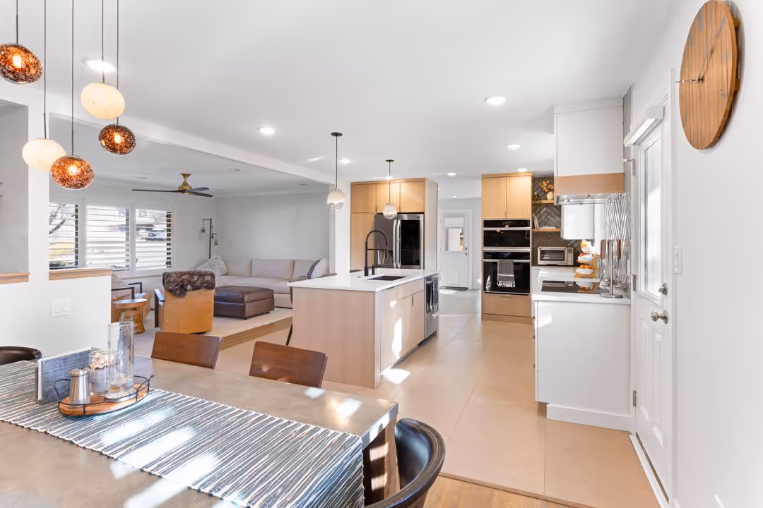 Kitchen with white shaker cabinets