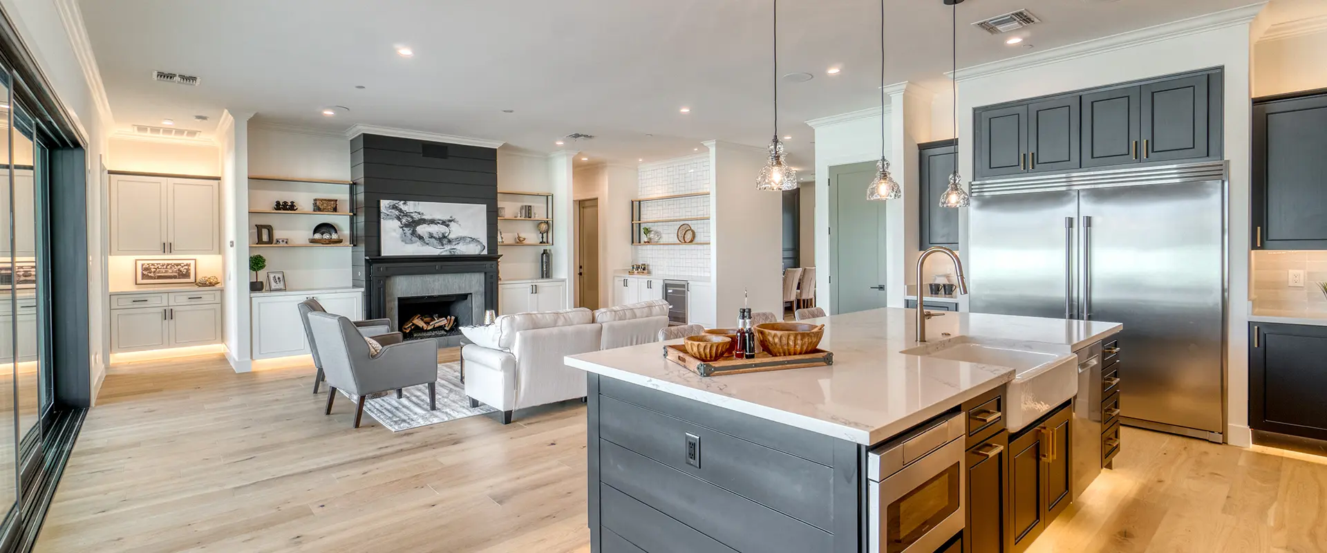 Before and after photo of a whole home remodeling and renovation project.